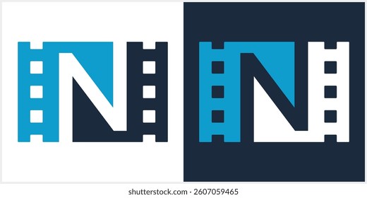 Letter N Film Logo design Icon abstract Vector