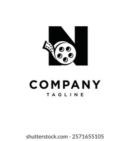 Letter N Film Roll Logo Icon Vector