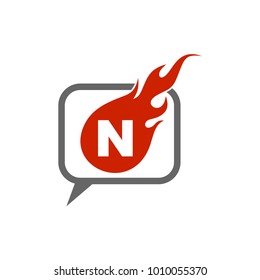 Letter N Fire Logo