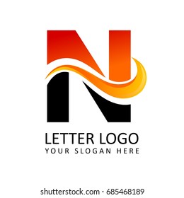 Letter N Fire Logo