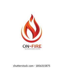 Letter n fire logo vector