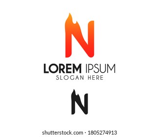 Letter N fire vector logo design. Flame icon concept. Modern logo for business identity. Creative symbol element or template