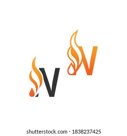Letter N and fire waves, logo icon concept design template