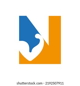 Letter N Fitness Logo Design . Sport Gym Logo Icon Design Vector Template