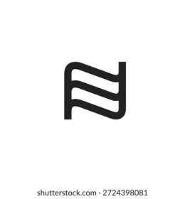 Logotipo de línea de bandera de letra N 