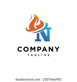 Letter N Flame logo icon vector.