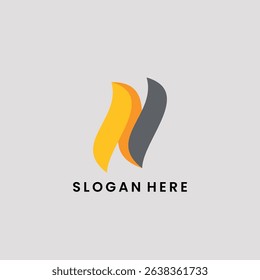 Letter N Flame logo simple vector