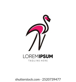 Letter N Flamingo Logo Design Vector Icon Graphic Emblem Symbol Illustration