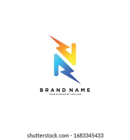 Letter N Flash Electrical Logo design vector template