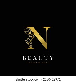 letter N floral logo design. logo for women beauty salon massage cosmetic or spa brand