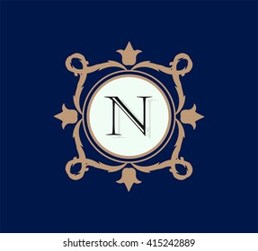 Letter N  Floral monogram.