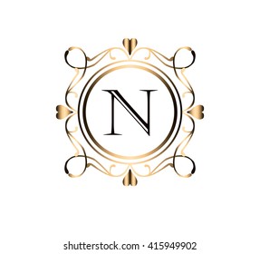 Letter N Floral monogram.