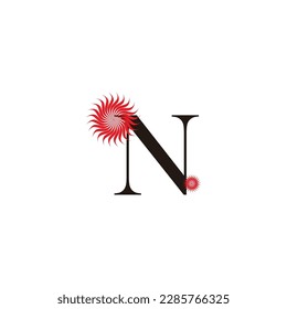 Letter N flower geometric symbol simple logo vector