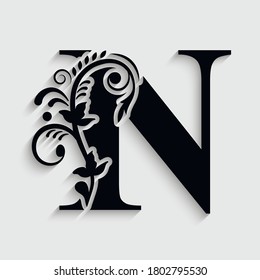 Letter N Flower Ornament Vector Logo Stock Vector (Royalty Free ...