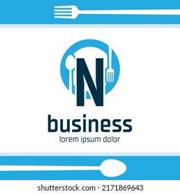 Letter N food and drink logo design, Restaurant, cafe icon illustration isolated on white background