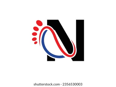 Letter N Foot Logo Design Vector Template. 