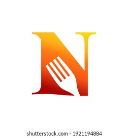 Letter N Fork Logo Design Vecktor Icon Graphic