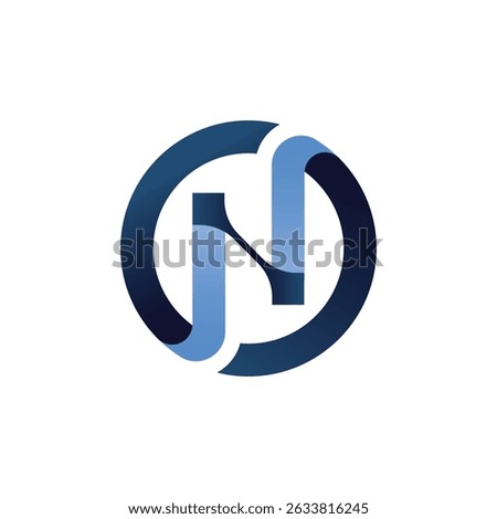 Letter "N" formed by flowing, ribbon-like shapes in shades of blue, enclosed within a dark blue circle. It suggests connection, sophistication, or a brand with an "N" initial.