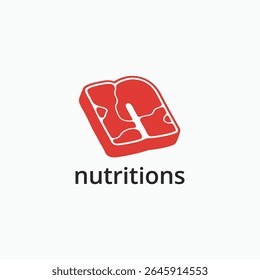 Letter N fresh meats slice logotype. N monogram letter mark raw meat logo design