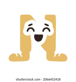 Letter n funny character in sneakers isolated on white background