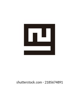 Letter N in g, square geometric symbol simple logo vector