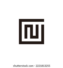 Letter N in G, square geometric symbol simple logo vector