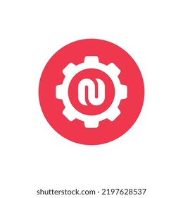 Letter N gear logo icon design template elements, vector illustration