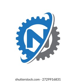 Letra N Logo del engranaje, Vector