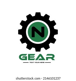 Letter N gear vector template logo. This Design is suitable for technology, industrial or automotive