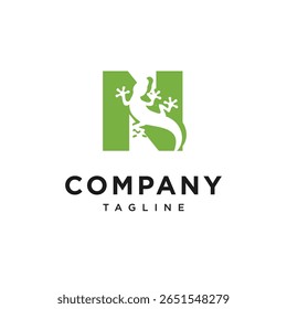 Letter N Gecko Logo Icon Vector