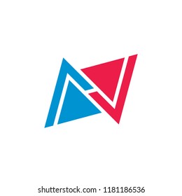 letter n geometric arrow triangle design logo vector