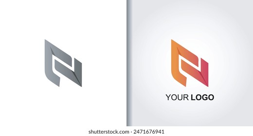 letter n geometric logo template