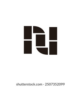 letter n geometric simple linked mosaic logo vector 