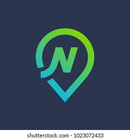 Letter N geotag logo icon design template elements