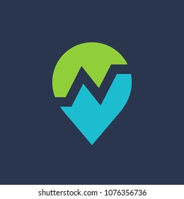 Letter N geotag logo icon design template elements