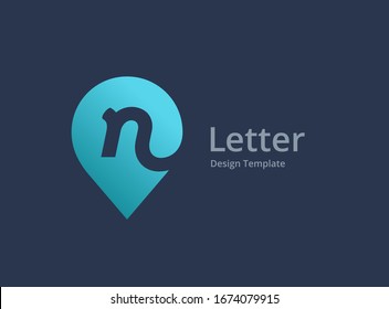 Letter N geotag logo icon design template elements