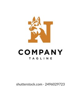 Letter N German Shepherd Logo Icon Vector