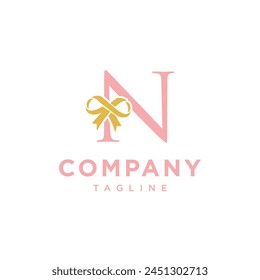 Letter N Gift Ribbon logo icon vector template.eps