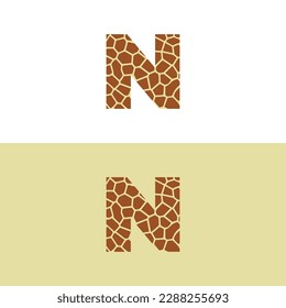 Letter N With Giraffe Skin Pattern Design