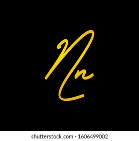 Letter N Gold Cursive Alphabet Handwritten Signature Calligraphy