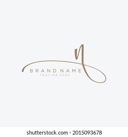 letter N gold handwritten logo vector design template.