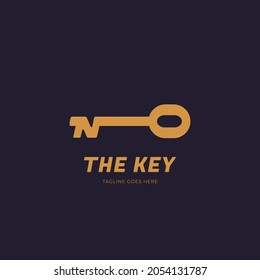 Letter N Gold Key Logo Icon