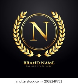 Letter N gold luxury logo concept	