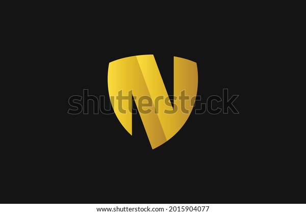 letter n golden luxury logo design form shield,
vector graphic