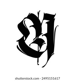 Letter N, in the Gothic style. Vector. Alphabet. Calligraphy and lettering. Medieval Latin letter. Logo for the company. Monogram. Elegant font for tattoo.