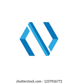letter n gradient 3d geometric logo 