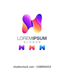 letter N gradient color logo design