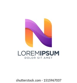 Letter N Gradient Logo Design