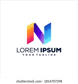 diseño de logotipo de letra n gradiente