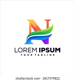 diseño de logotipo de letra n gradiente